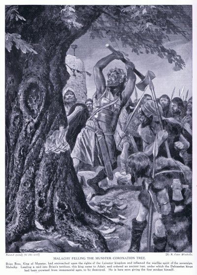 Malchy Felling the Munster Coronation Tree, 1920s by Richard Caton Woodville junior